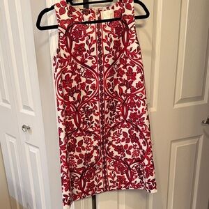 Elegant Red and White Floral Dress